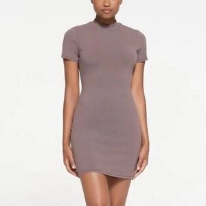 NWT SKIMS Outdoor Mock Neck Mini Dress 3x Zinc